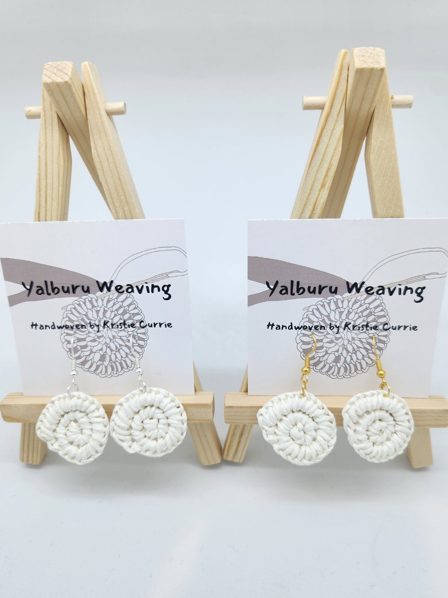 White Chord Woven Earrings - Mini