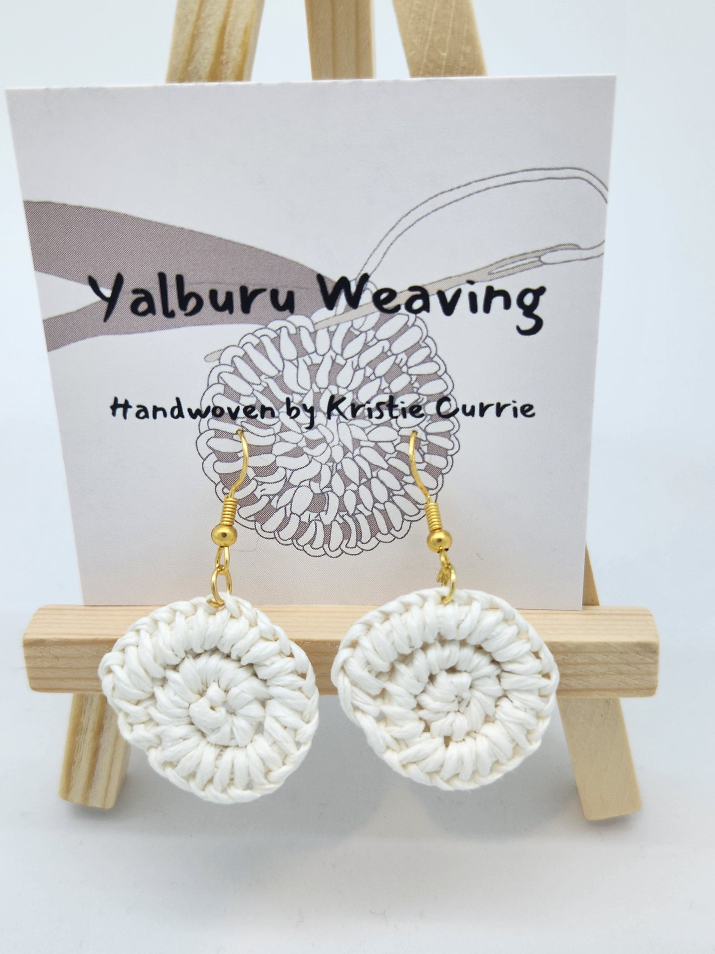 White Chord Woven Earrings - Mini