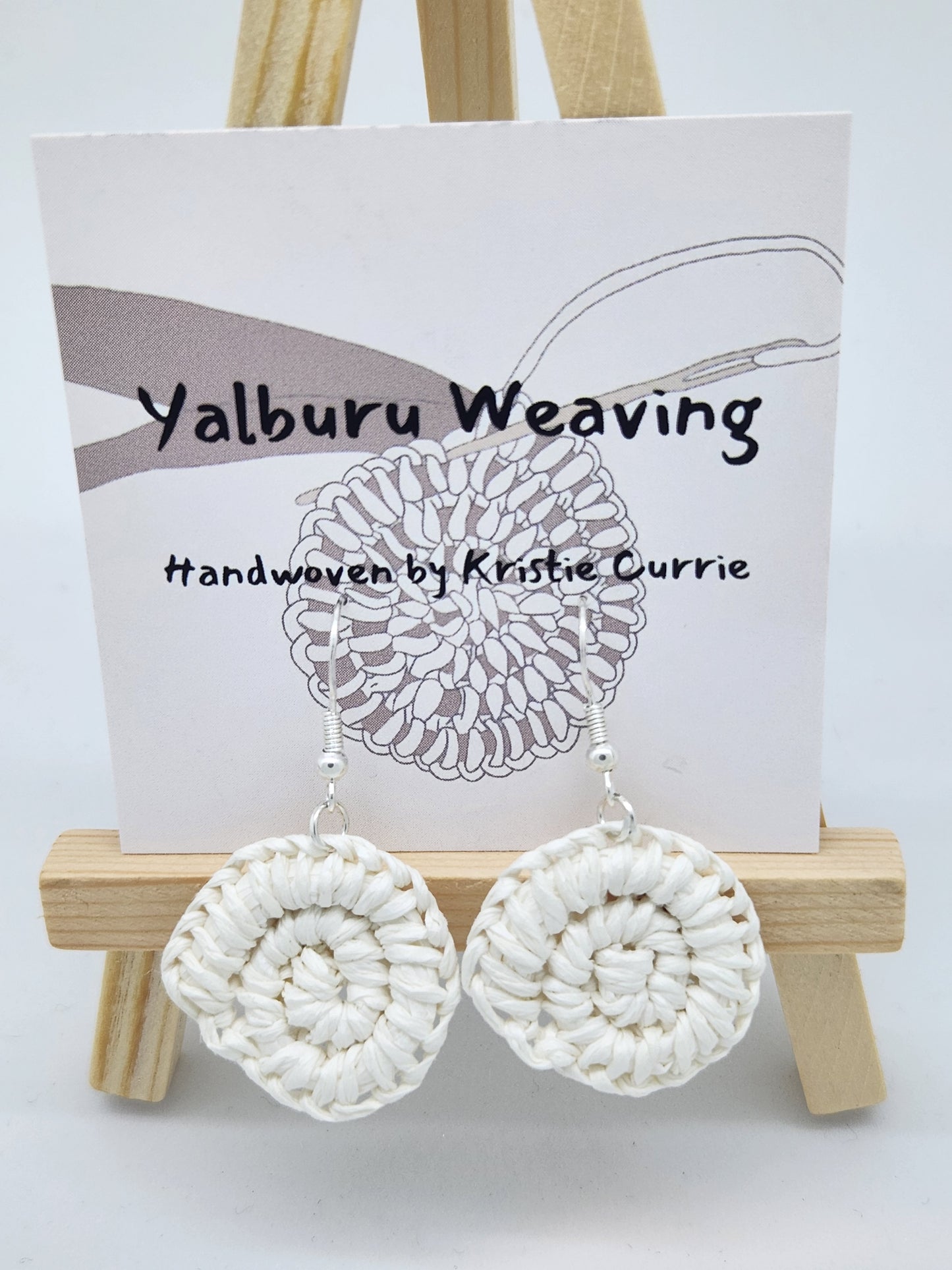 White Chord Woven Earrings - Mini