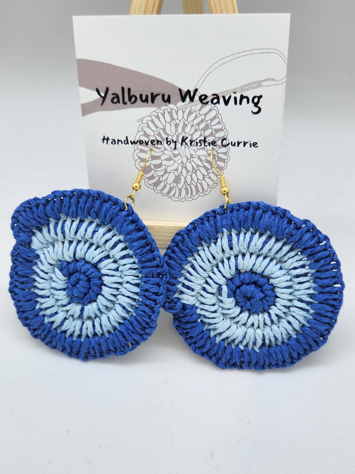 Blue 2 Tone Woven Earrings