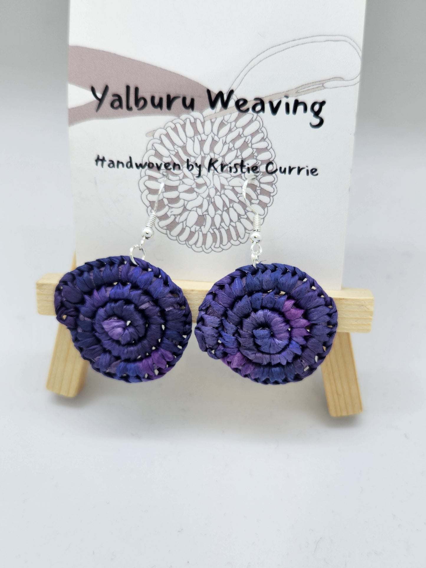 Purple Multicolour Woven Earrings - Mini