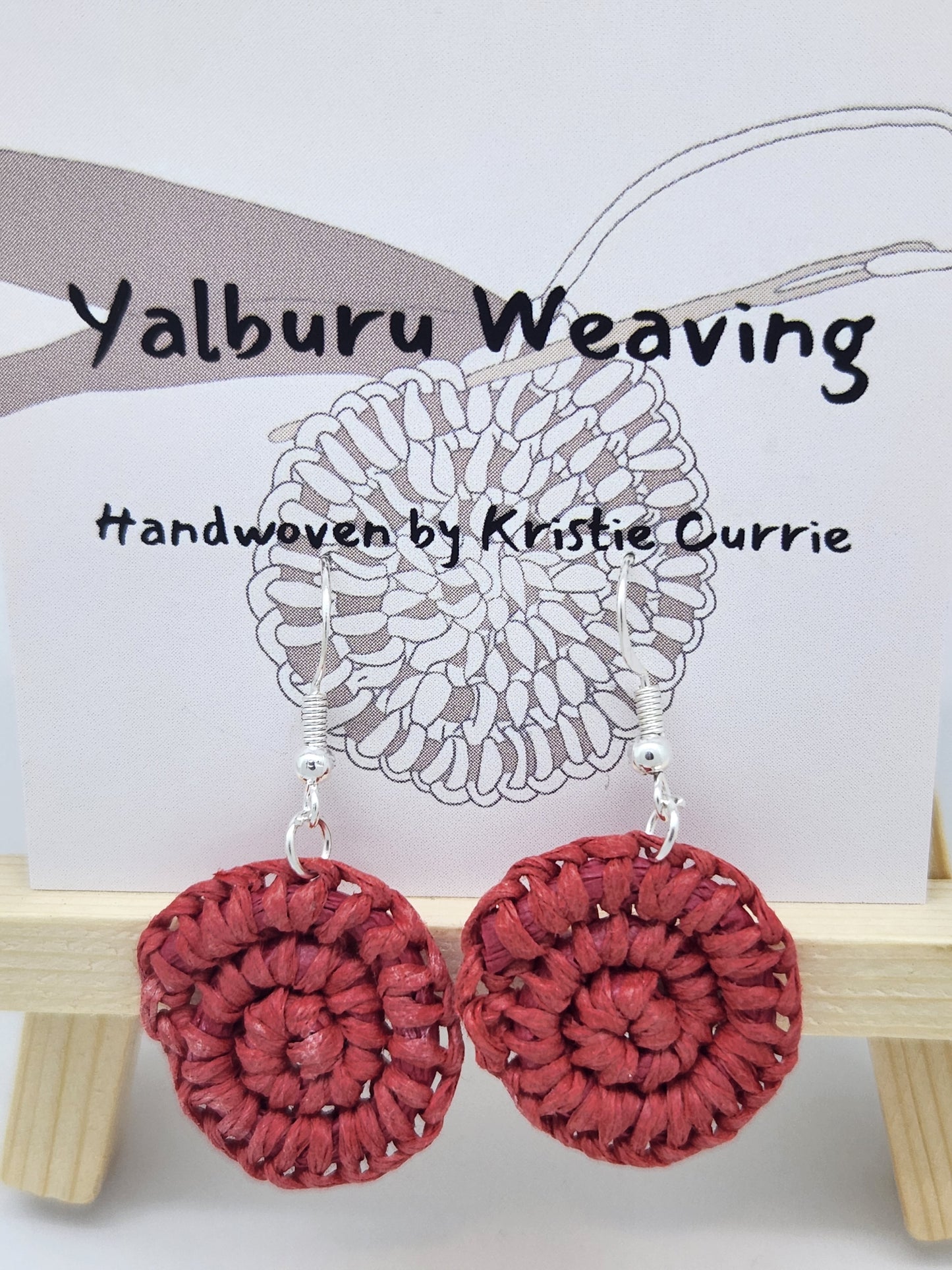 Red Chord Woven Earrings - Mini