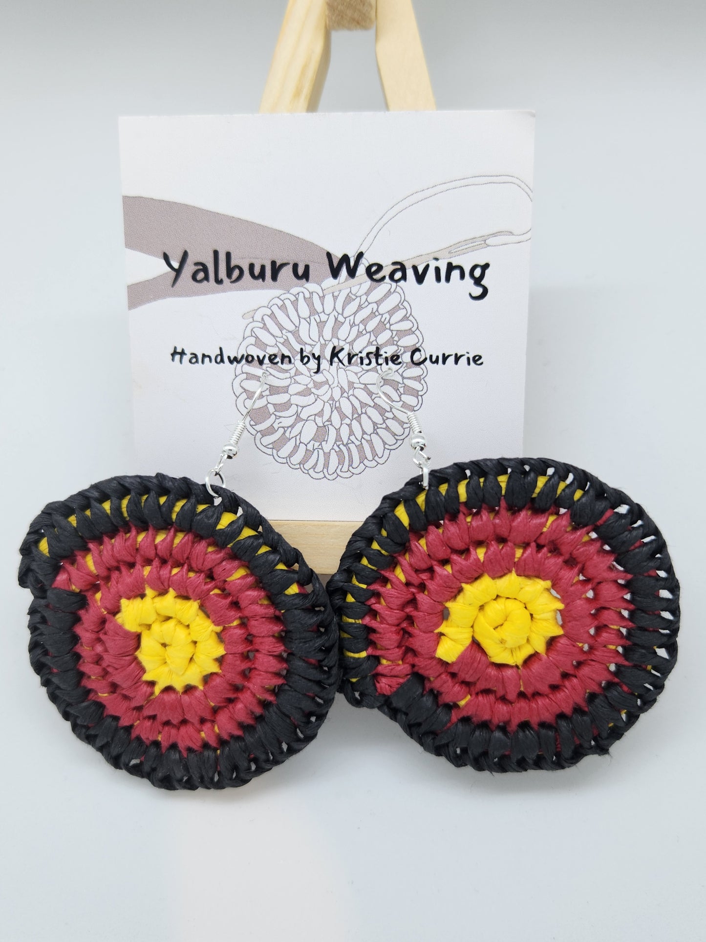 Aboriginal Flag Colours Woven Earrings