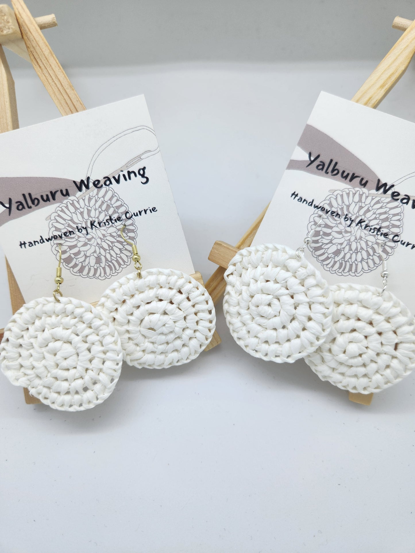 White Woven Earrings - Small