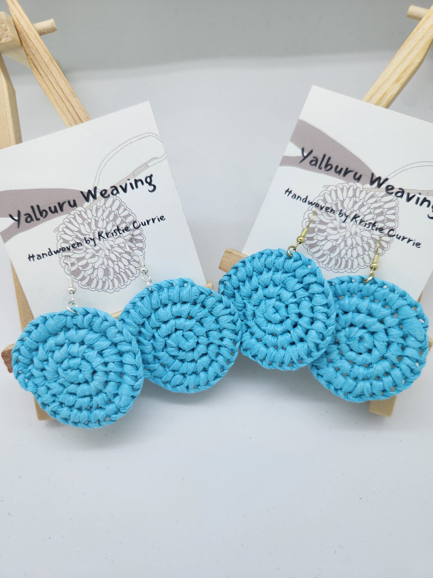 Blue Woven Earrings - Small