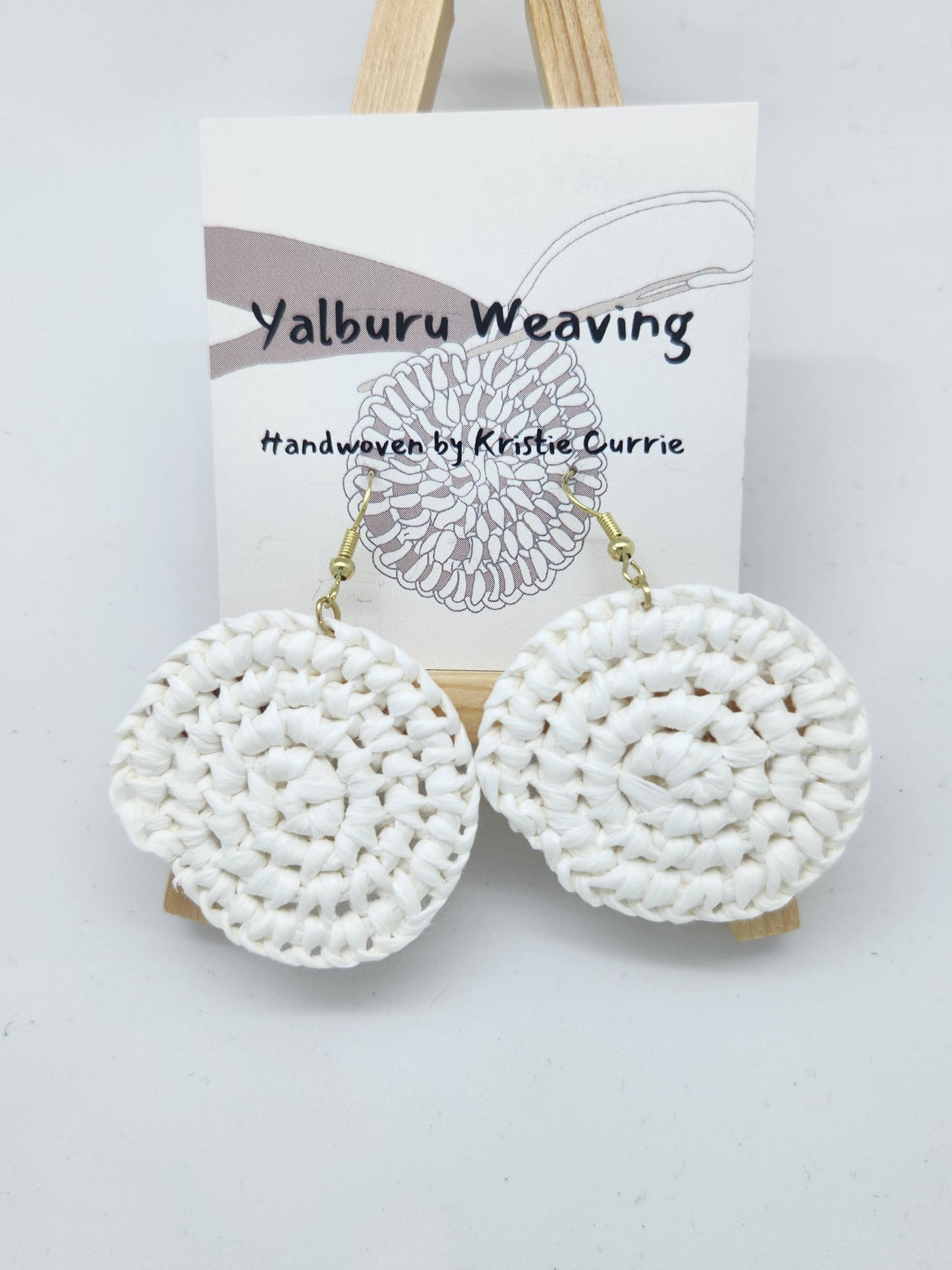 White Woven Earrings - Small
