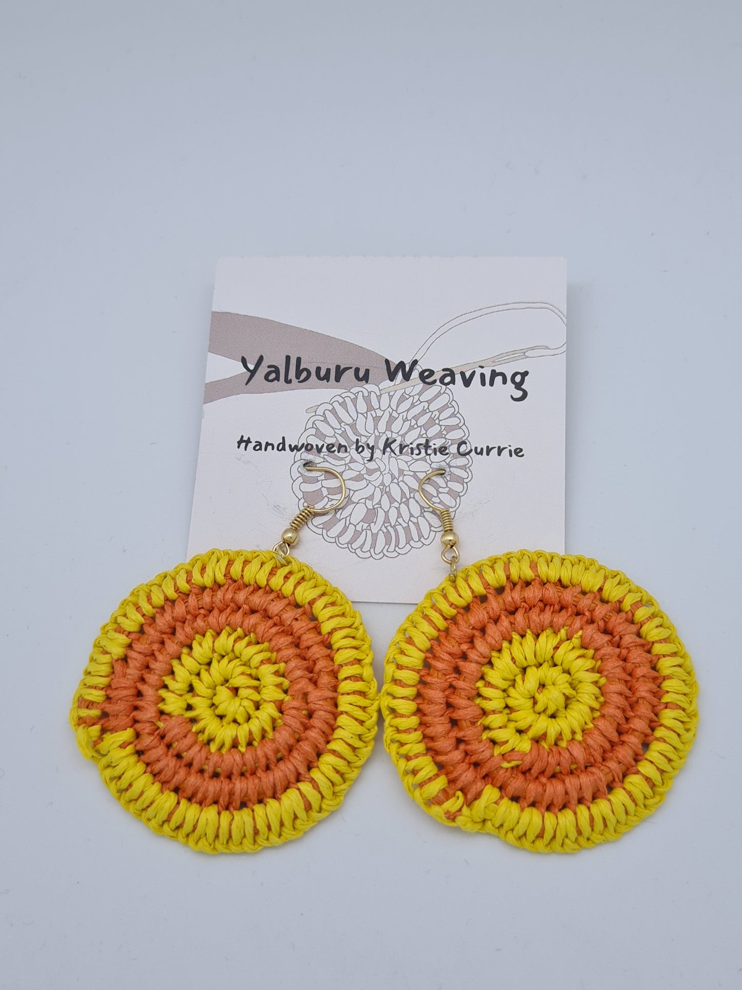 Orange and Yellow 2 Tone Woven Earrings