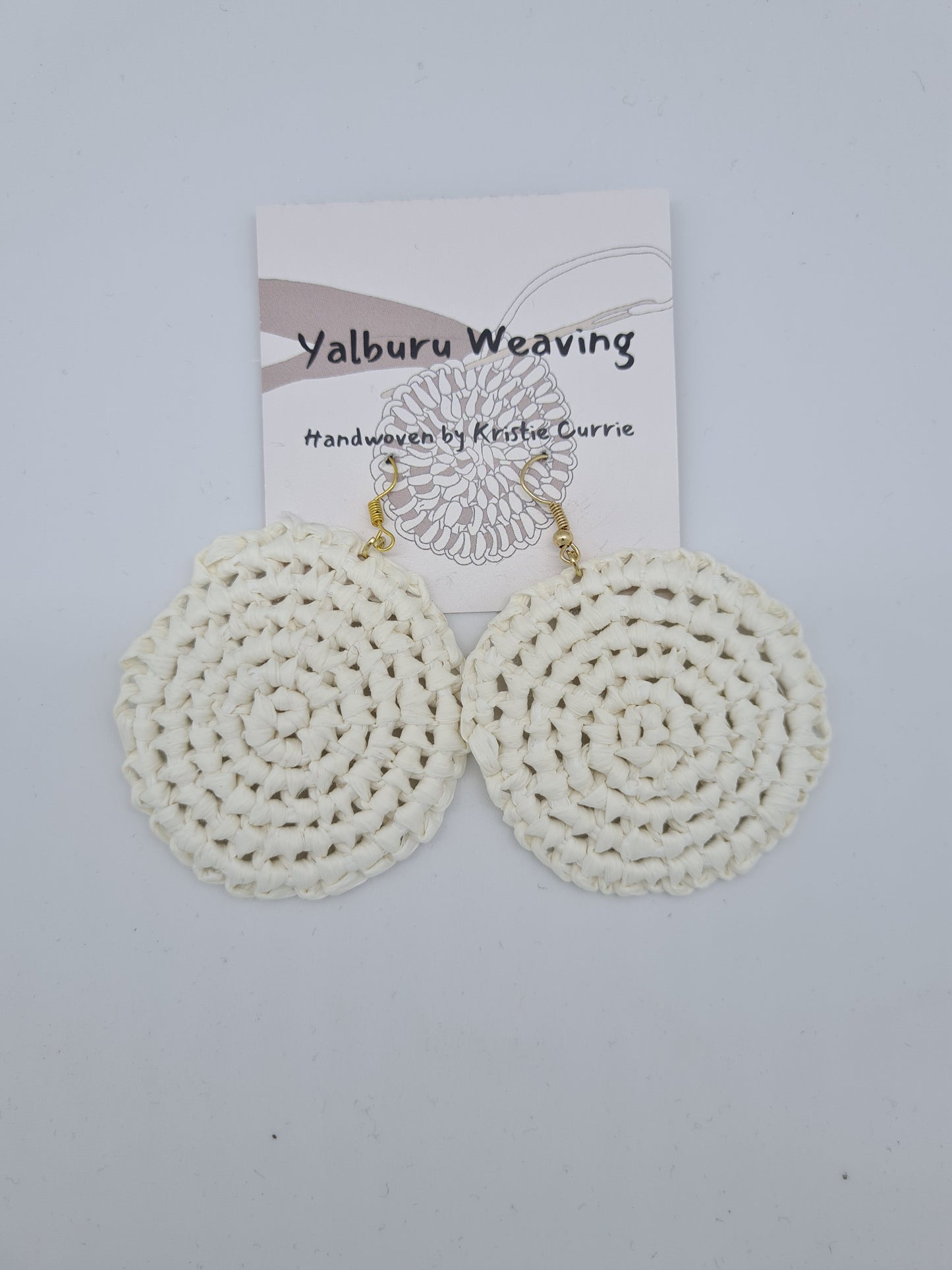 White Woven Earrings - Large