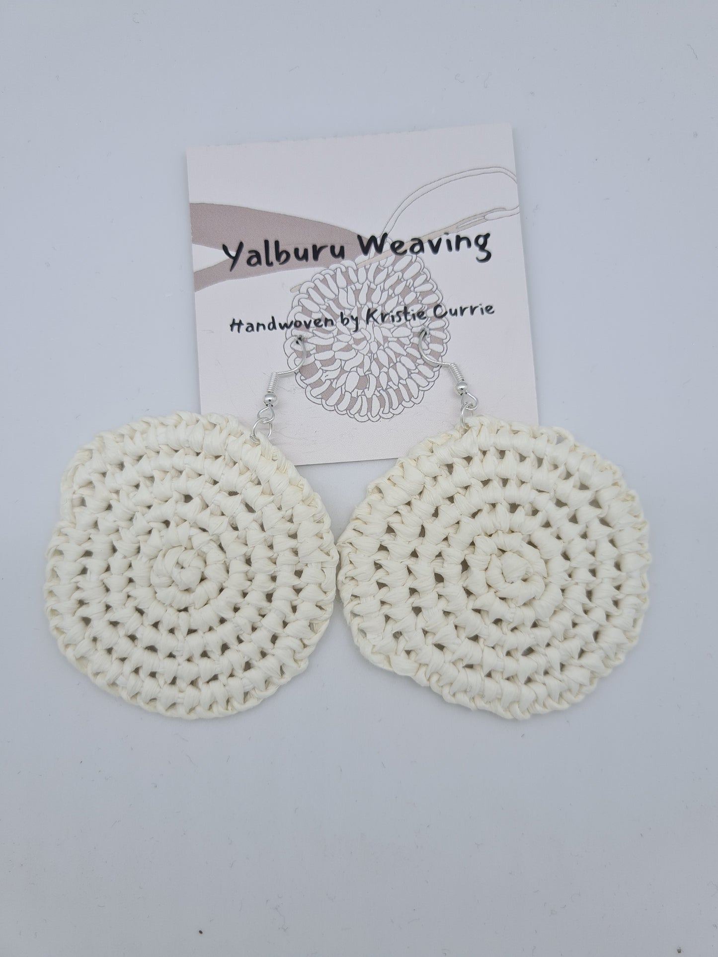 White Woven Earrings - Large