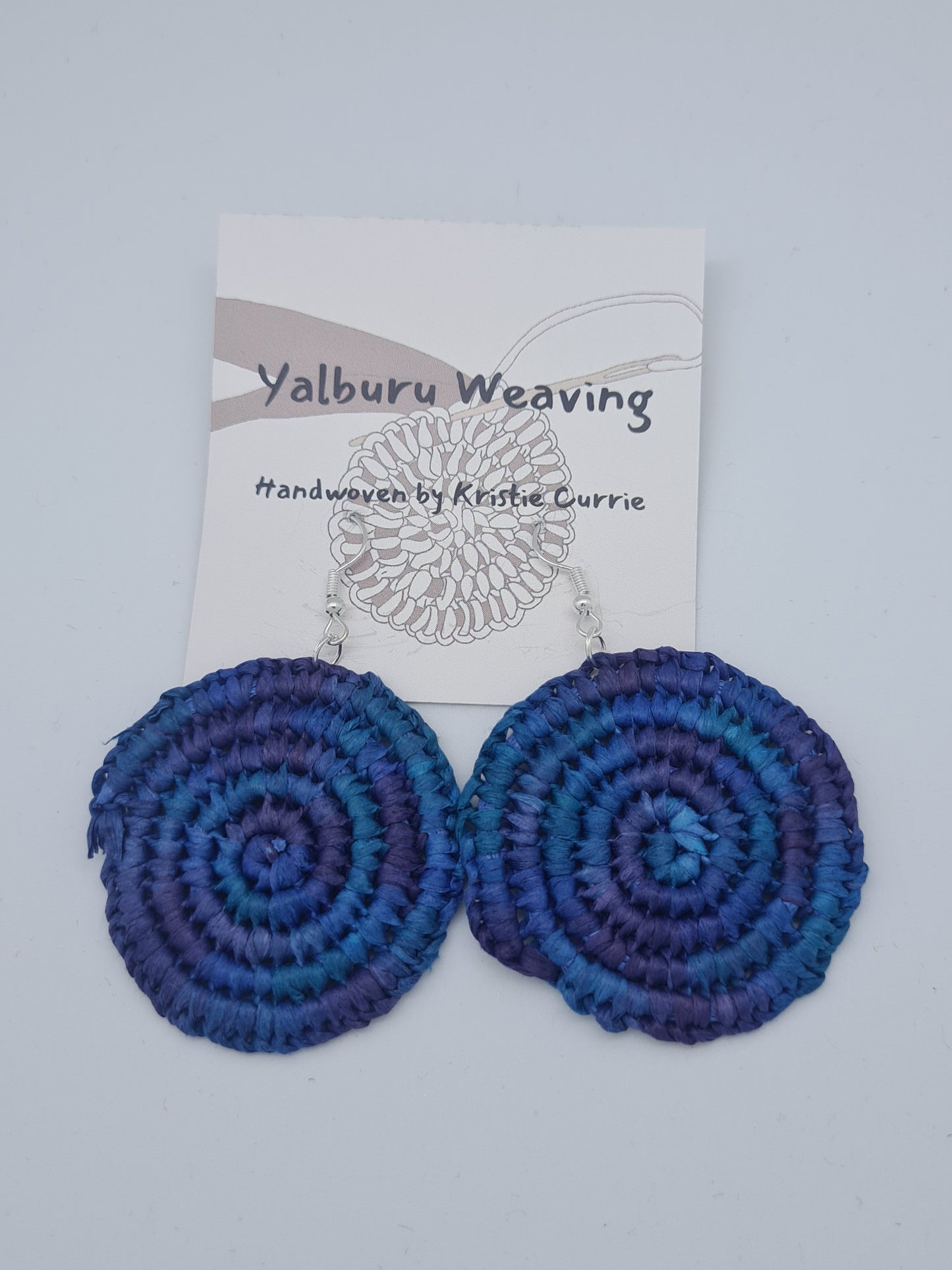 Dark Blue Multi Coloured Woven Earrings