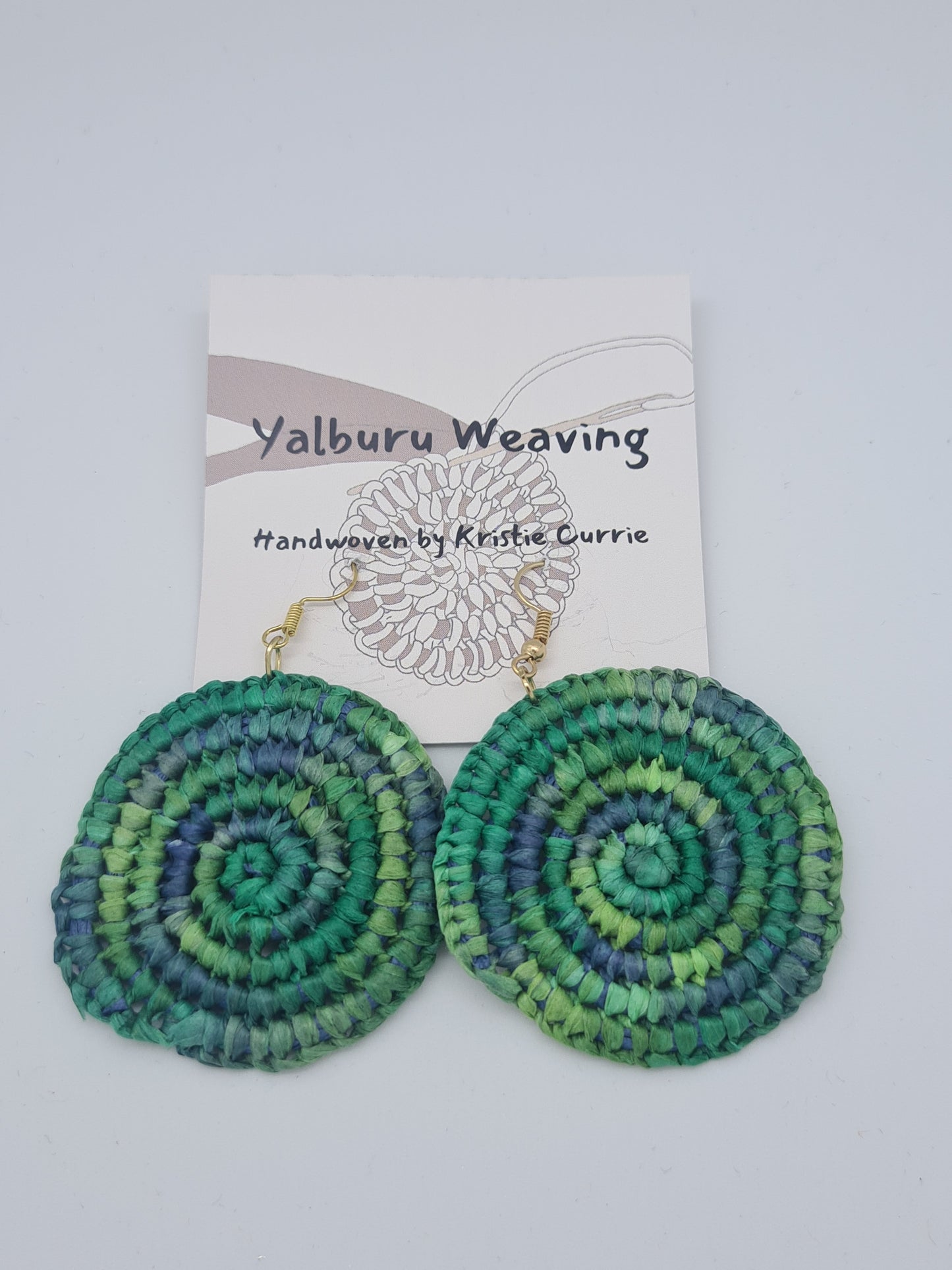 Green Multi Coloured Woven Earrings