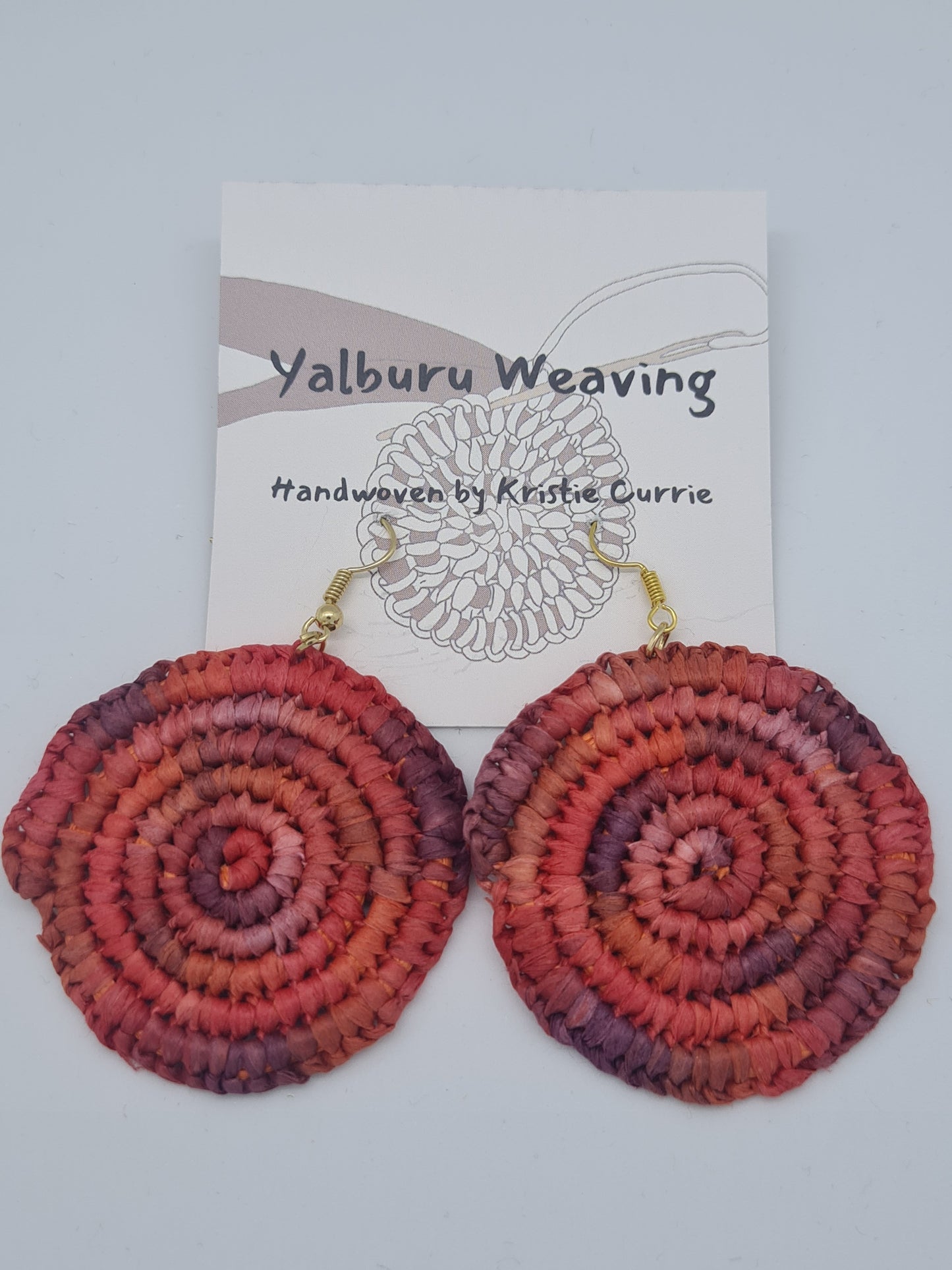 Red Multi Coloured Woven Earrings