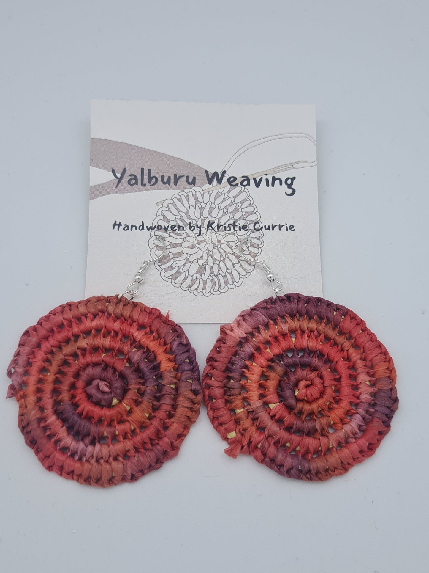 Red Multi Coloured Woven Earrings