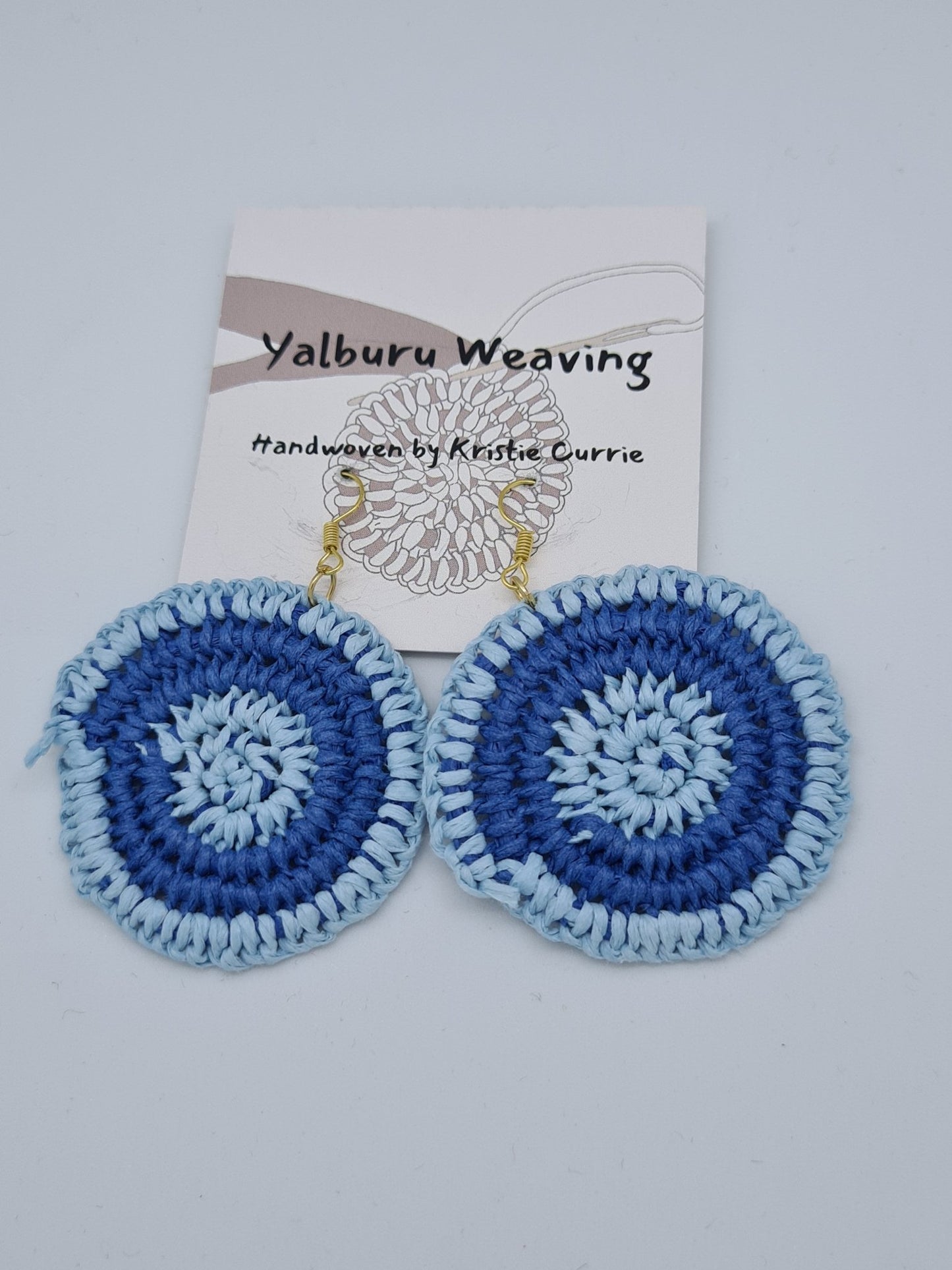 Blue 2 Tone Woven Earrings - Yalburu Weaving