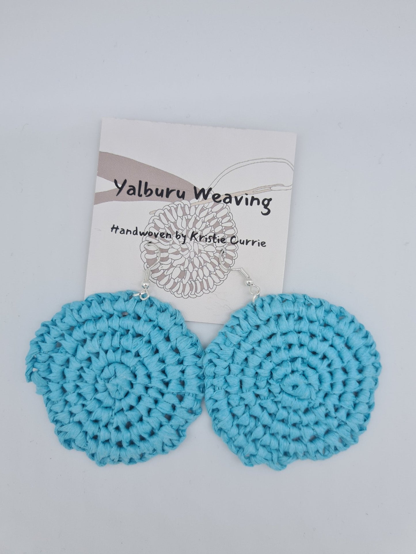 Blue Woven Earrings - Large - Yalburu Weaving