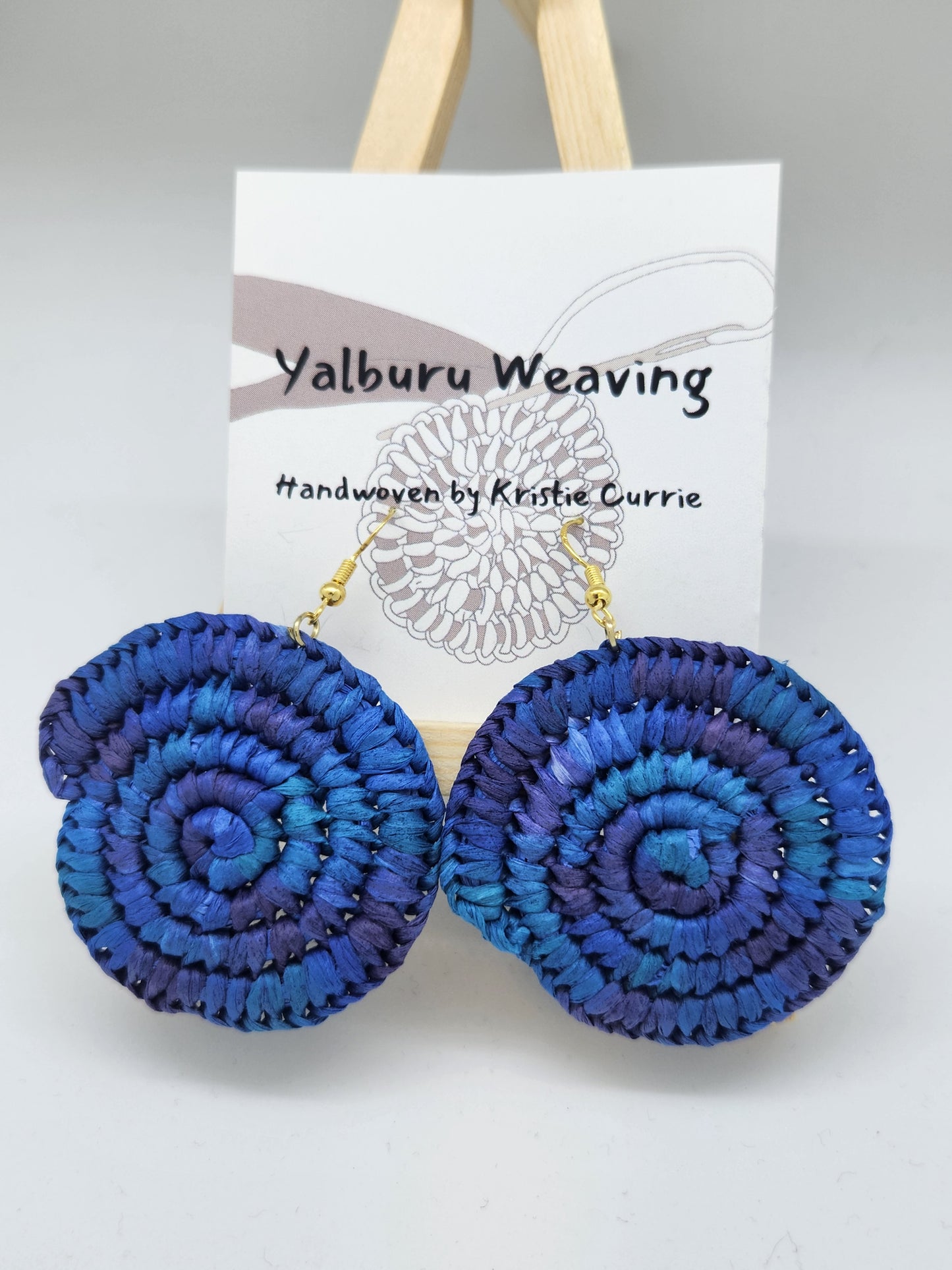 Dark Blue Multi Coloured Woven Earrings