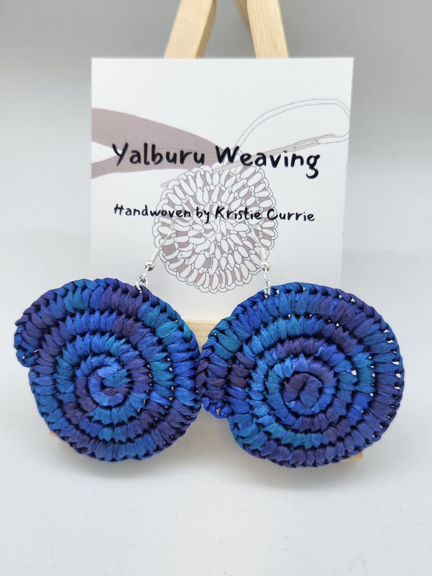 Dark Blue Multi Coloured Woven Earrings