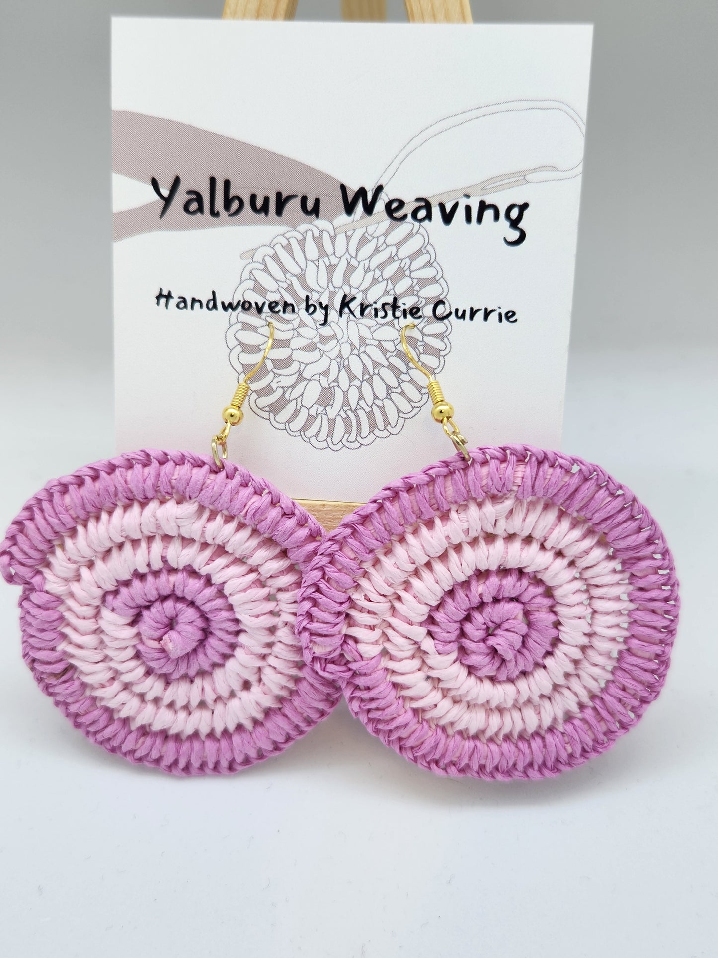 Pink 2 Tone Woven Earrings