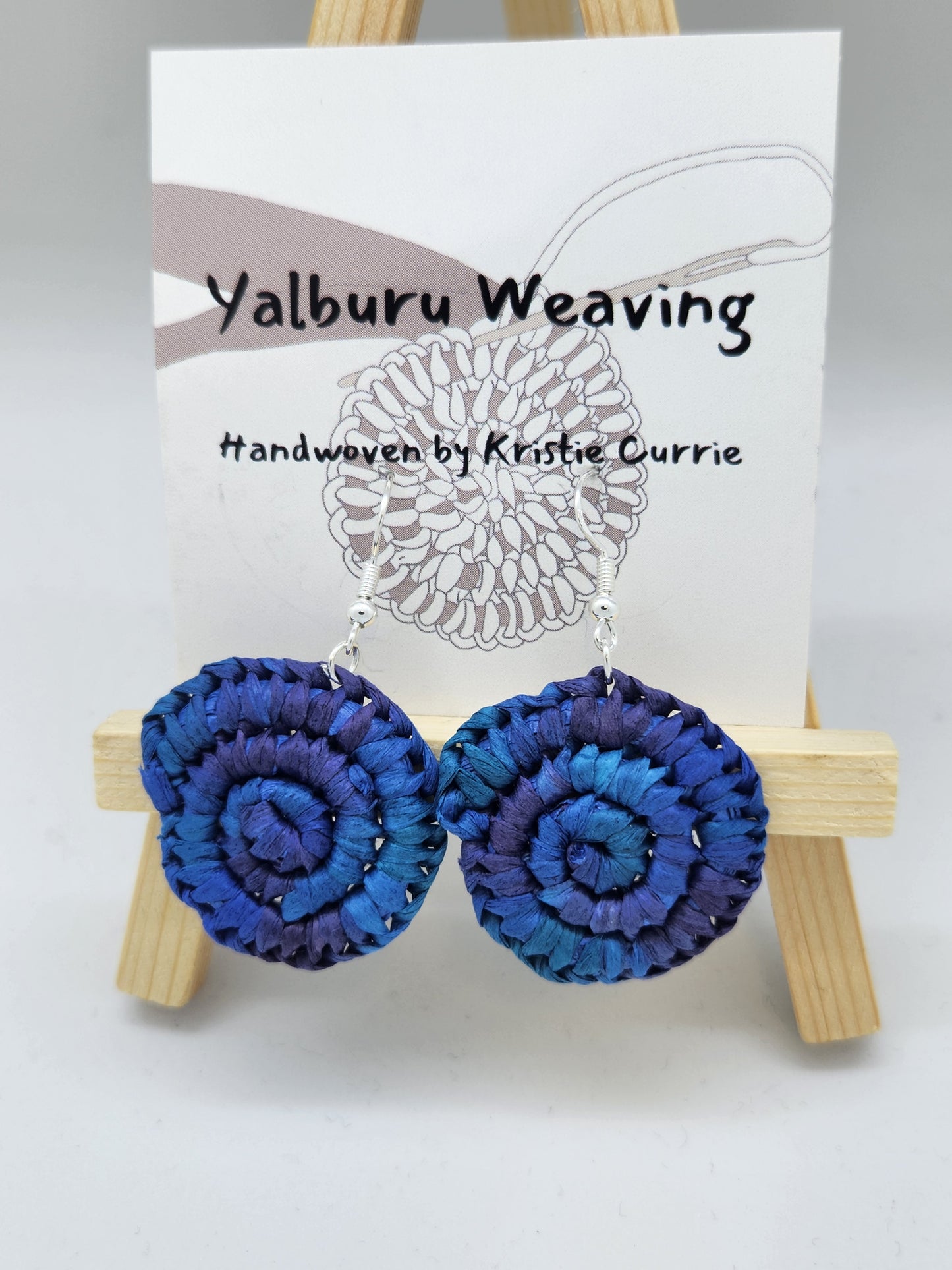 Dark Blue Multicolour Woven Earrings - Mini