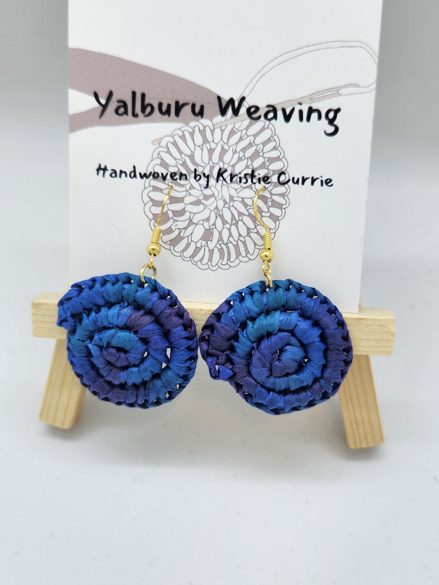 Dark Blue Multicolour Woven Earrings - Mini