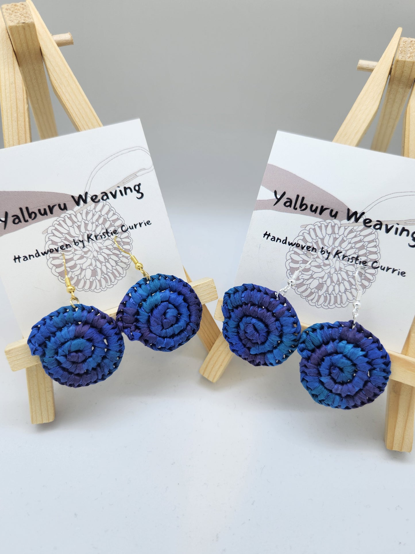 Dark Blue Multicolour Woven Earrings - Mini