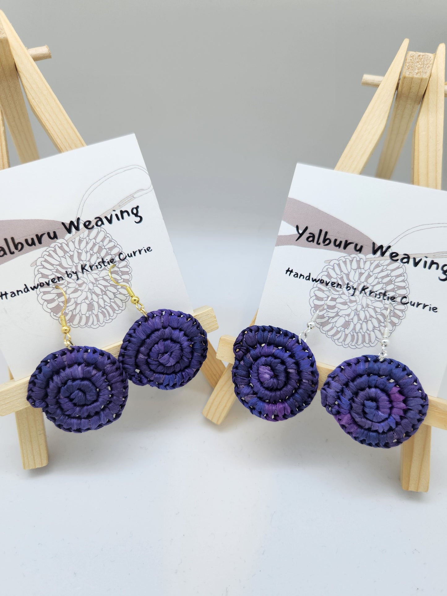 Purple Multicolour Woven Earrings - Mini