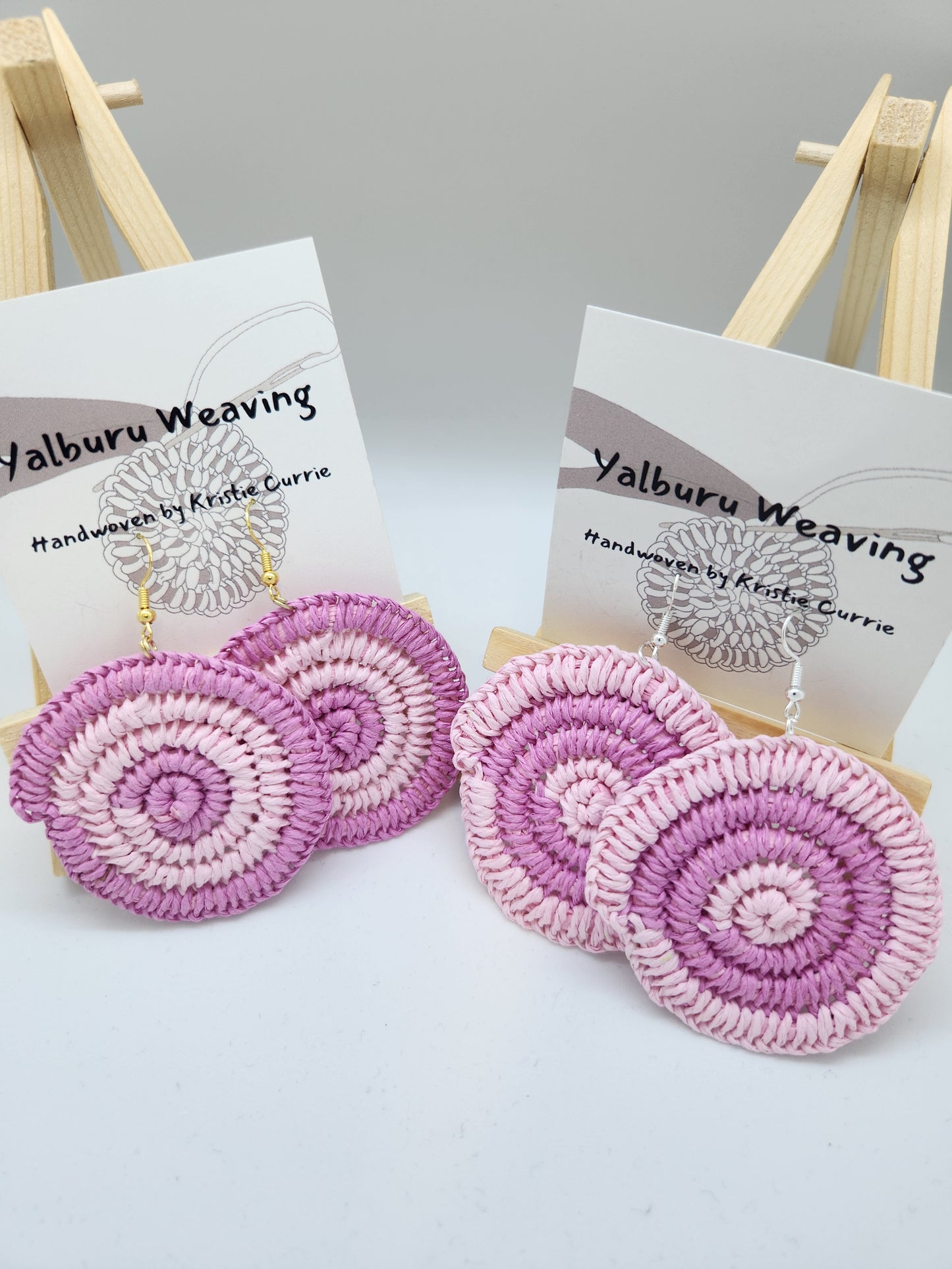 Pink 2 Tone Woven Earrings