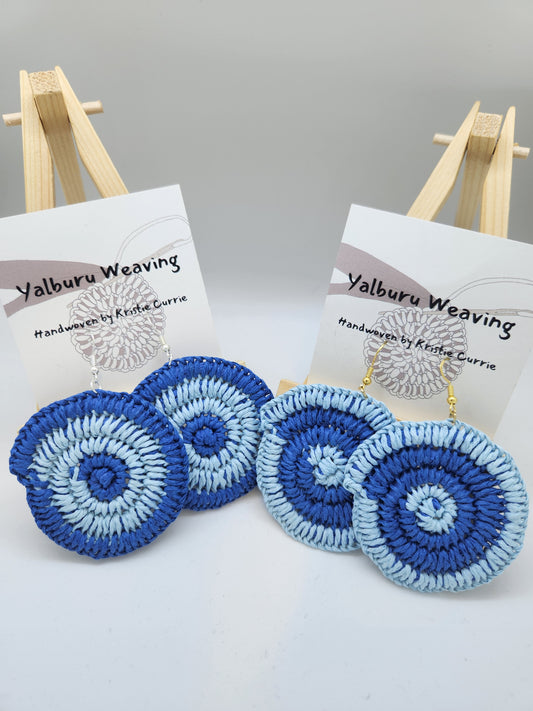 Blue 2 Tone Woven Earrings