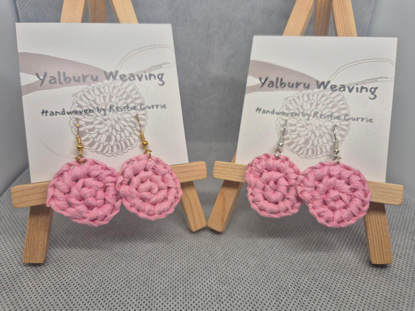 Light Pink Woven Earrings - Mini