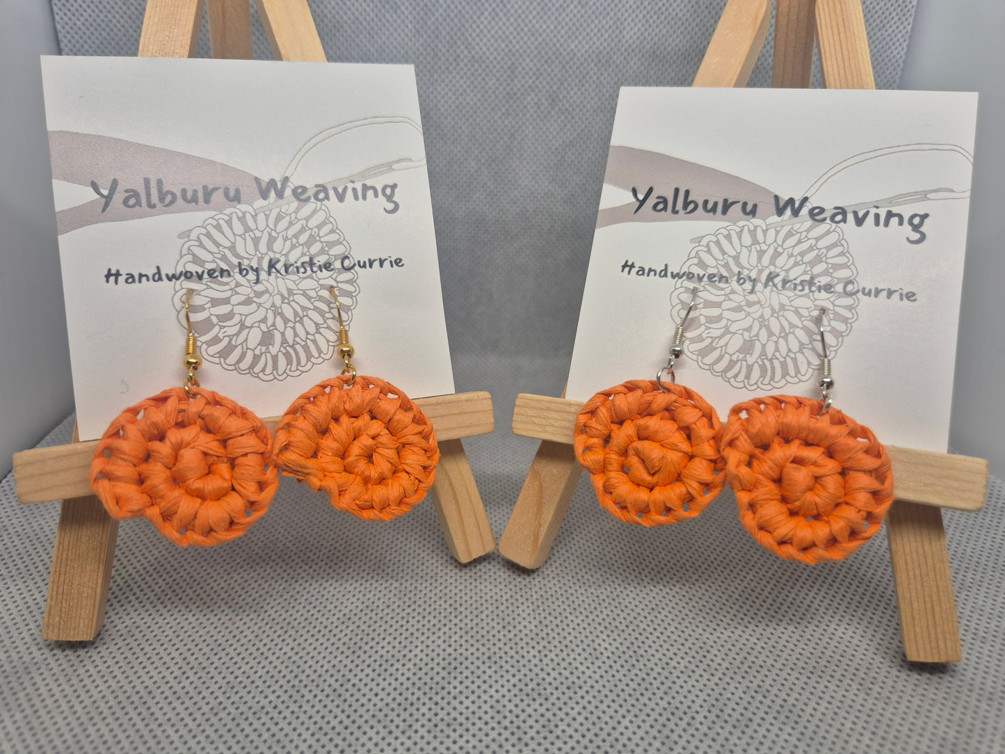 Orange Woven Earrings - Mini