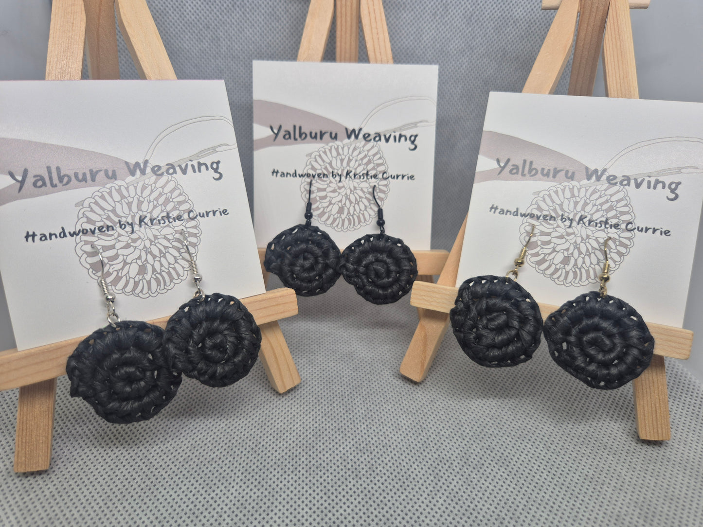 Black Woven Earrings - Mini