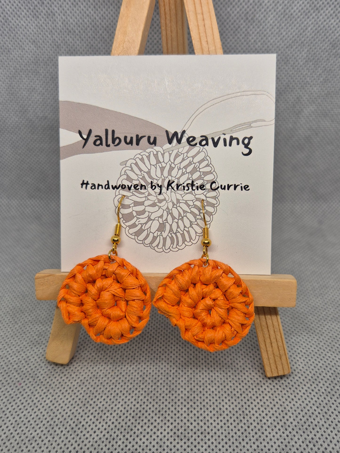 Orange Woven Earrings - Mini
