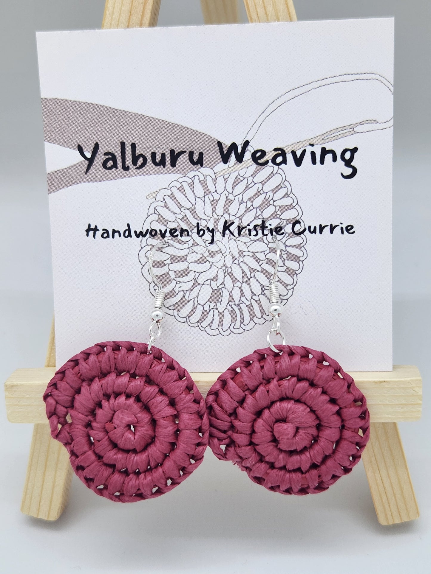 Red Cellulose Woven Earrings - Mini