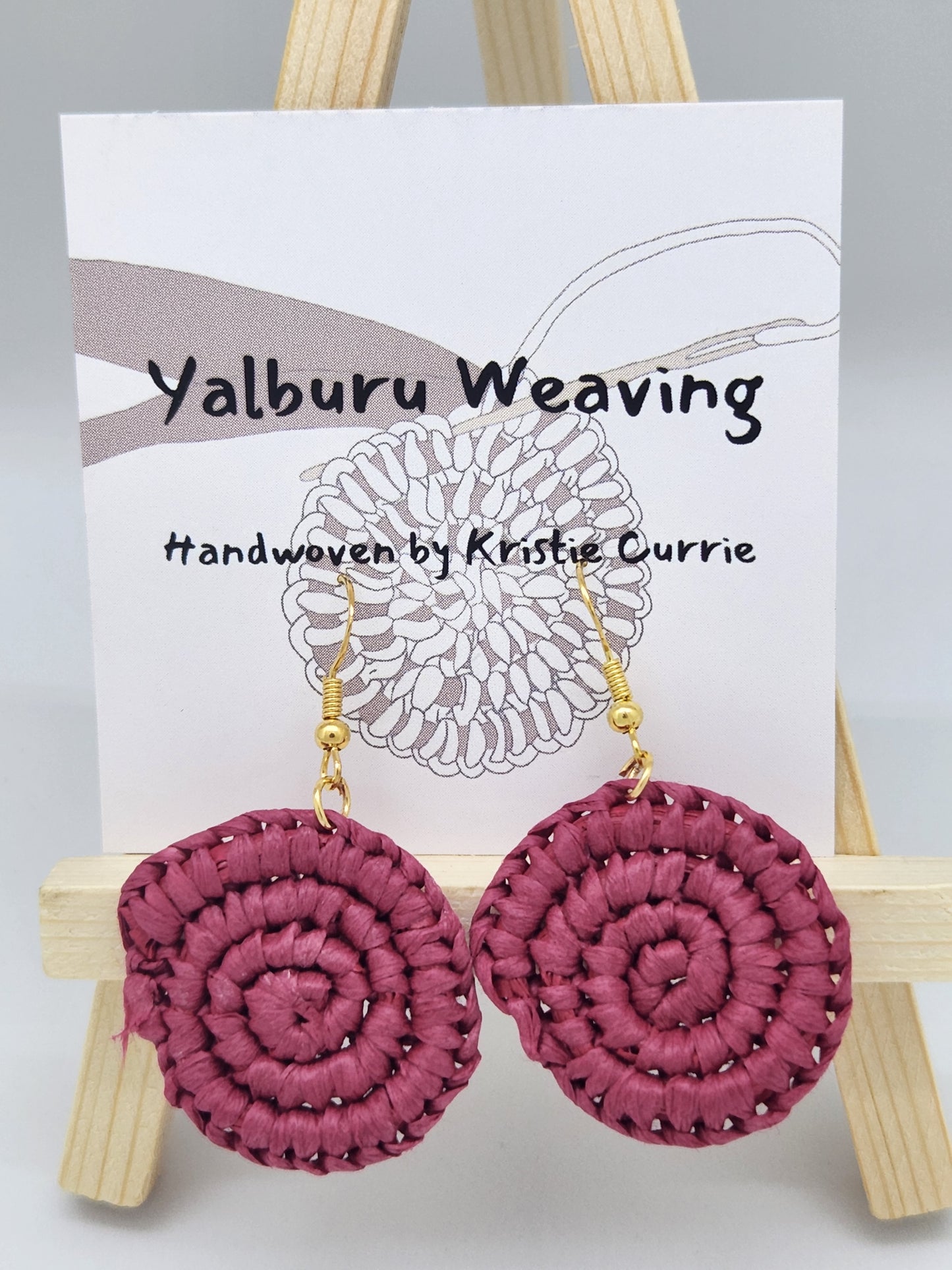 Red Cellulose Woven Earrings - Mini