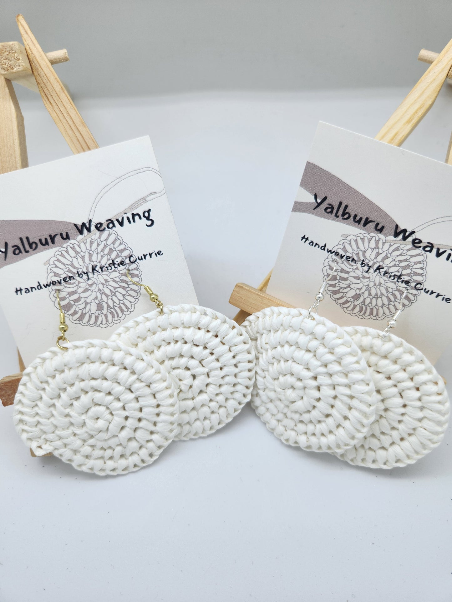 White Woven Earrings - Large