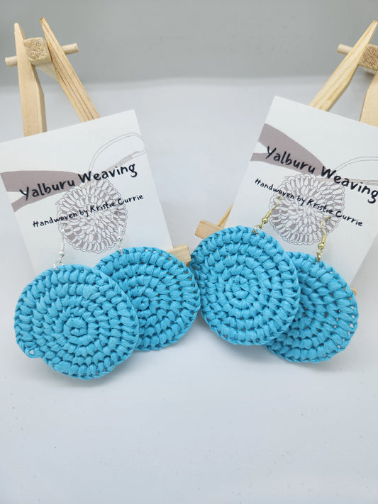 Blue Woven Earrings - Large