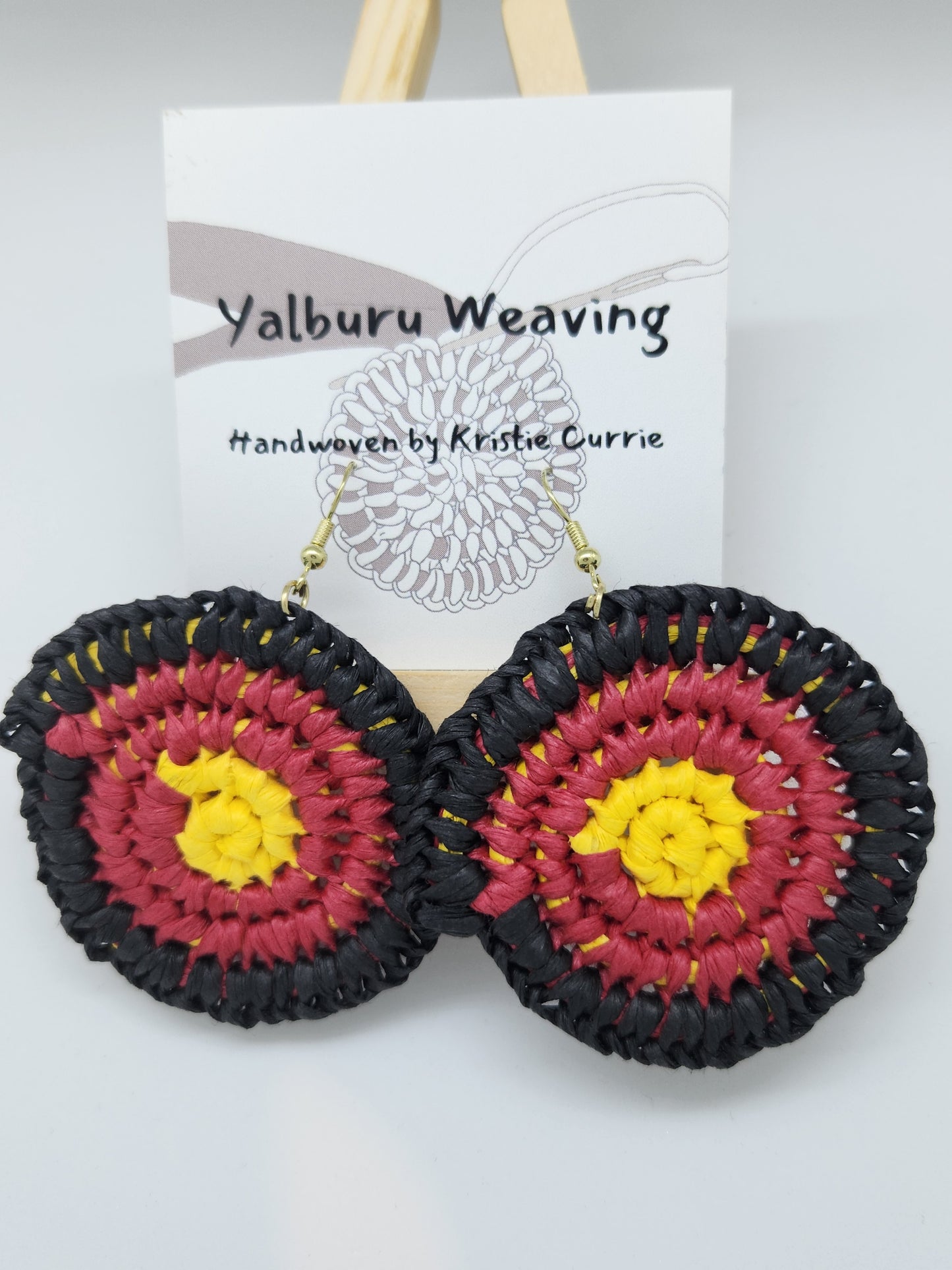 Aboriginal Flag Colours Woven Earrings
