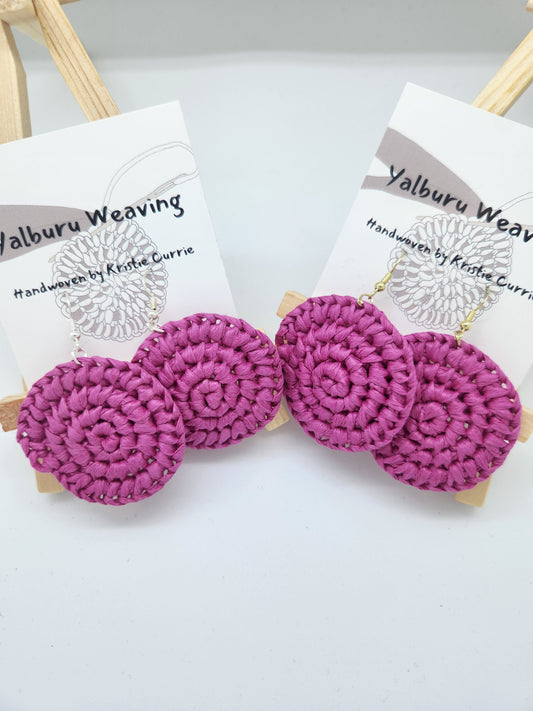 Pink Woven Earrings - Small