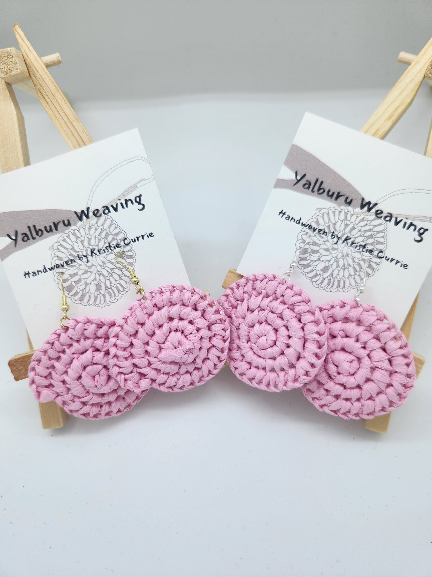 Light Pink Woven Earrings - Small