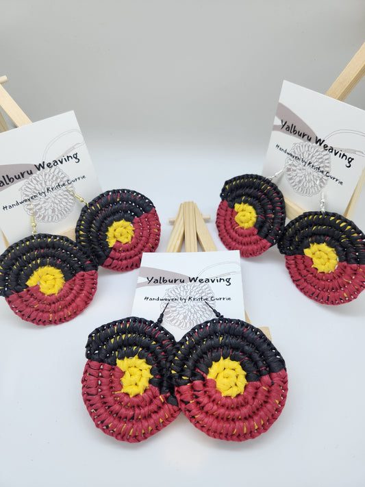 Aboriginal Flag Woven Earrings - Large