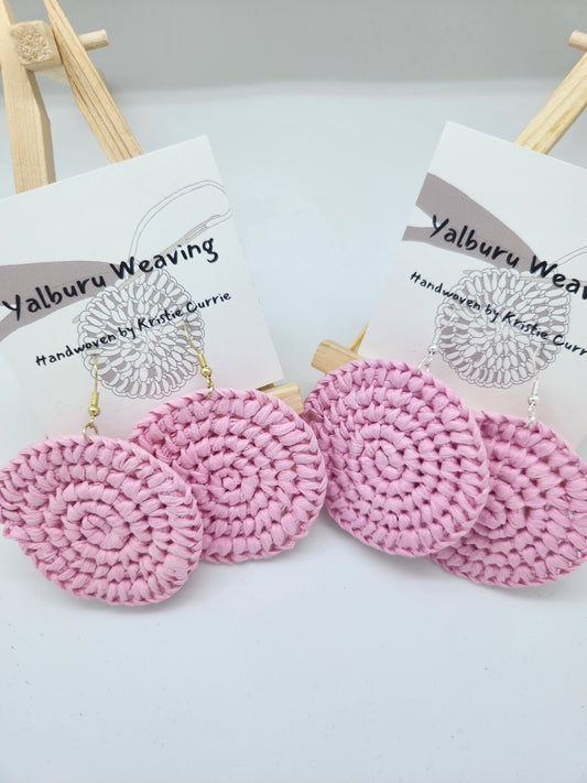 Light Pink Woven Earrings - Large