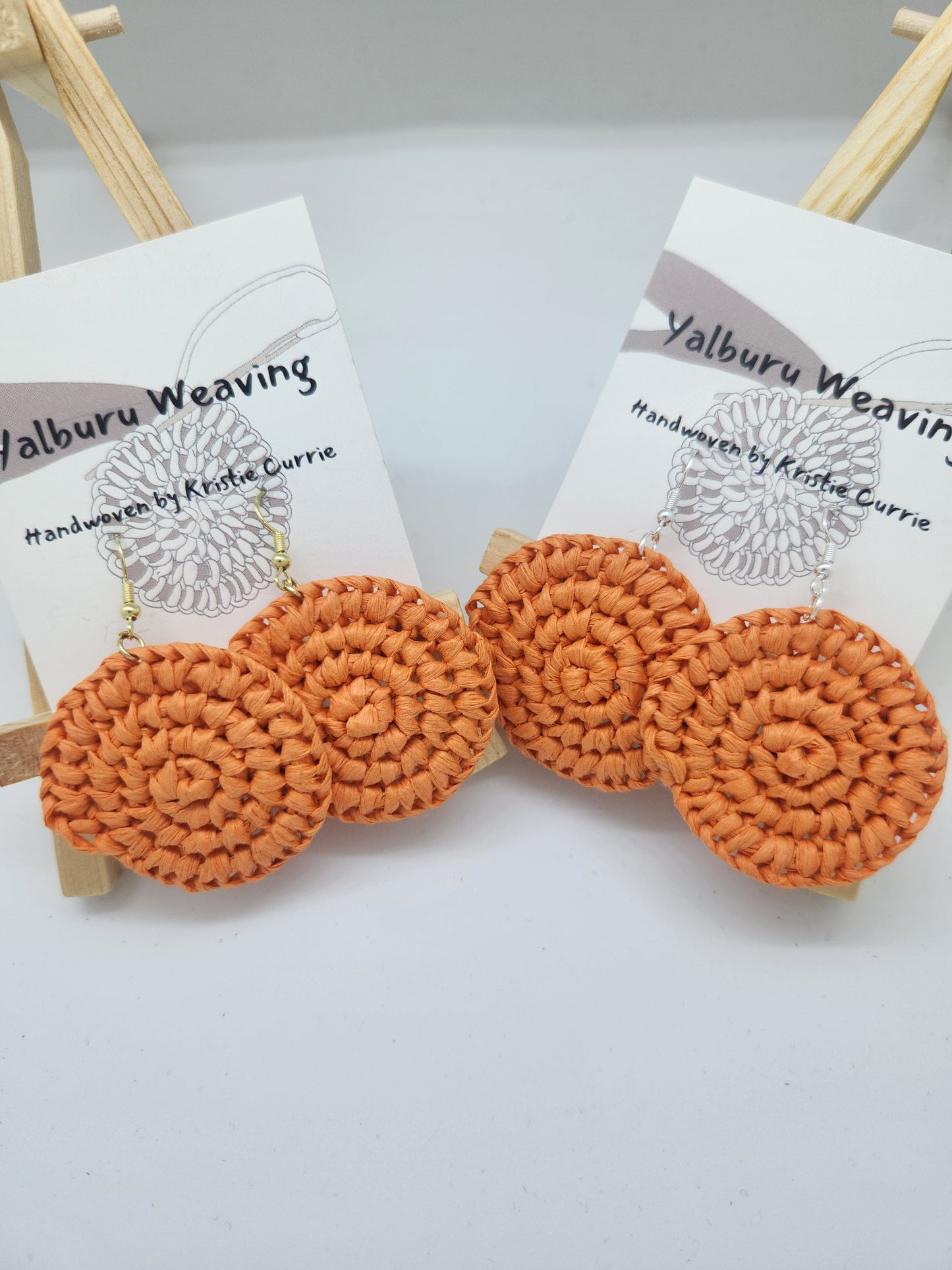 Orange Woven Earrings - Small