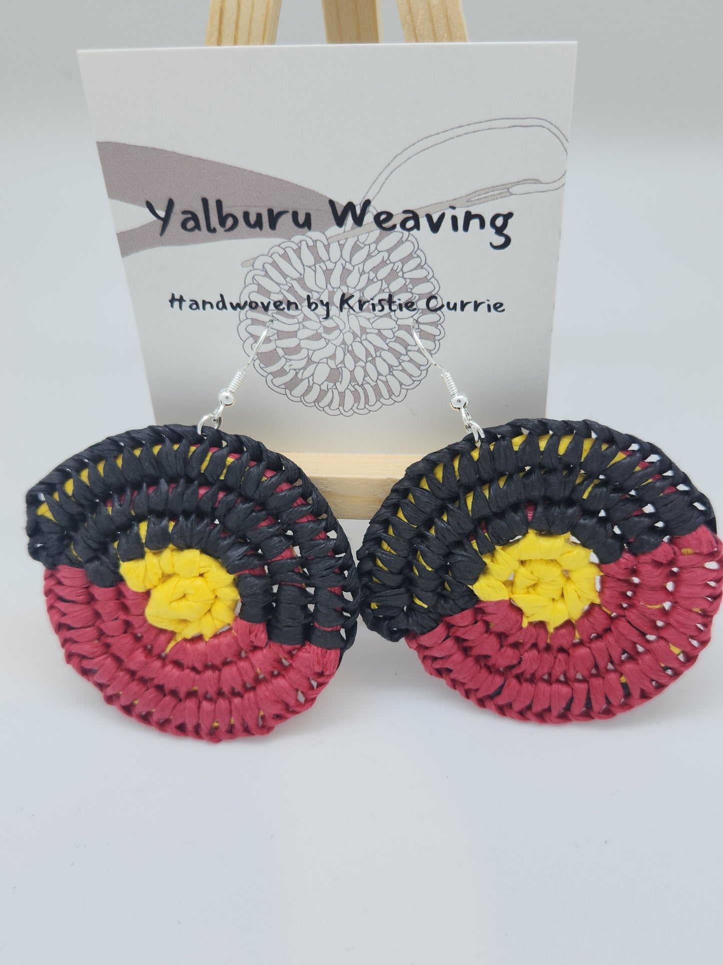 Aboriginal Flag Woven Earrings - Large