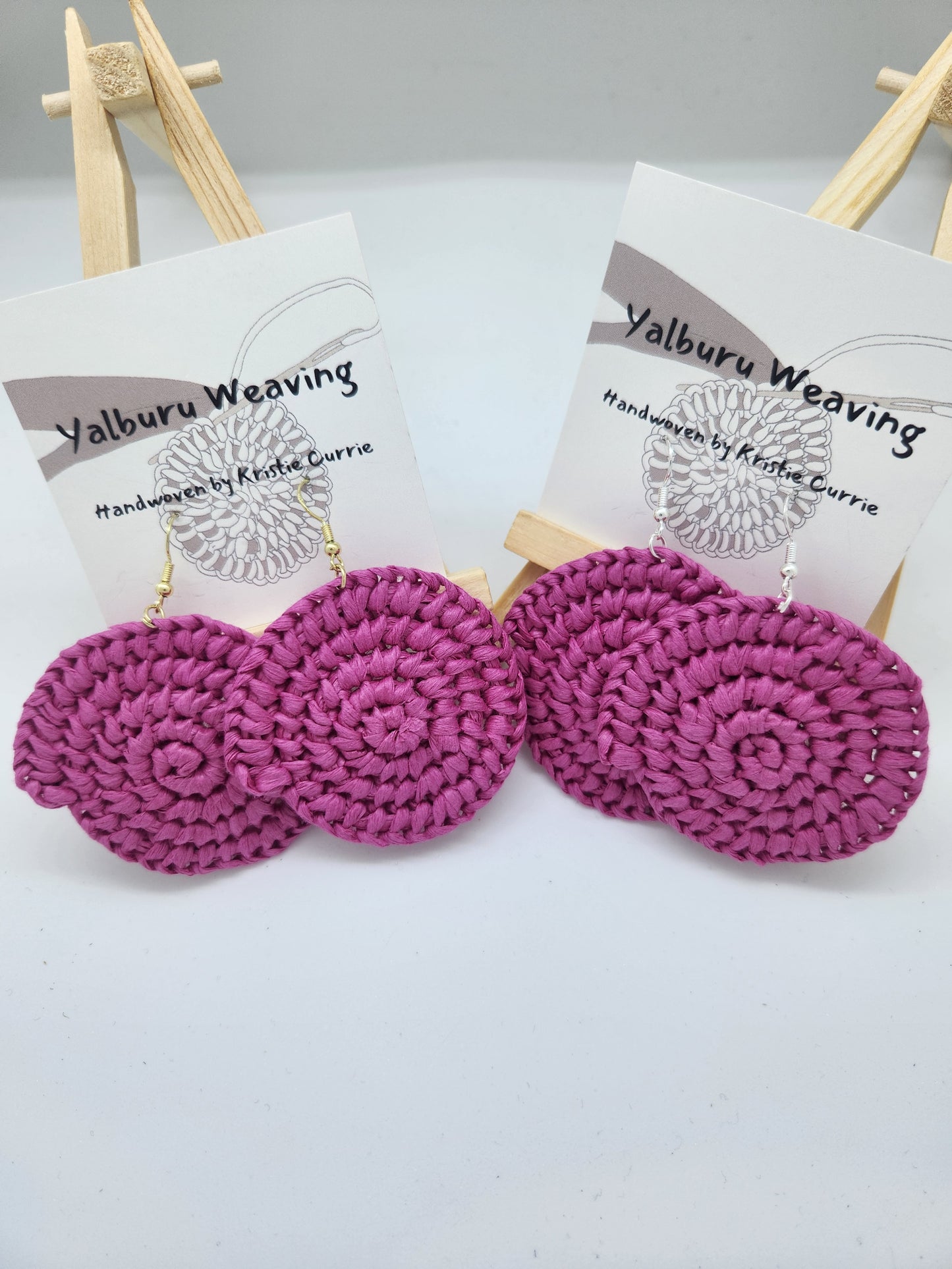 Pink Woven Earrings - Large