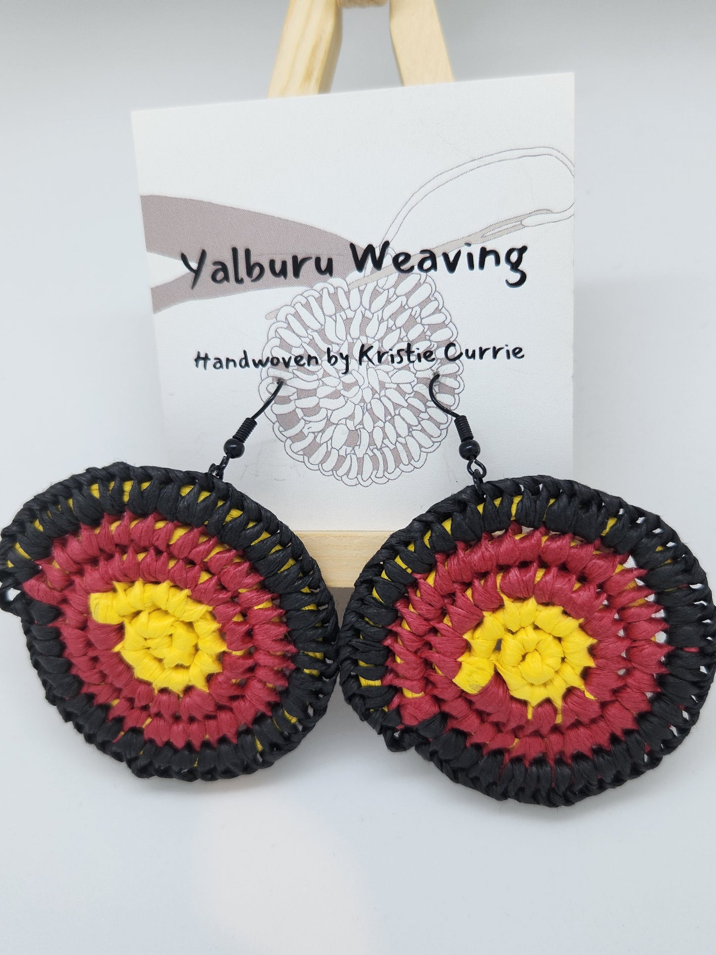 Aboriginal Flag Colours Woven Earrings