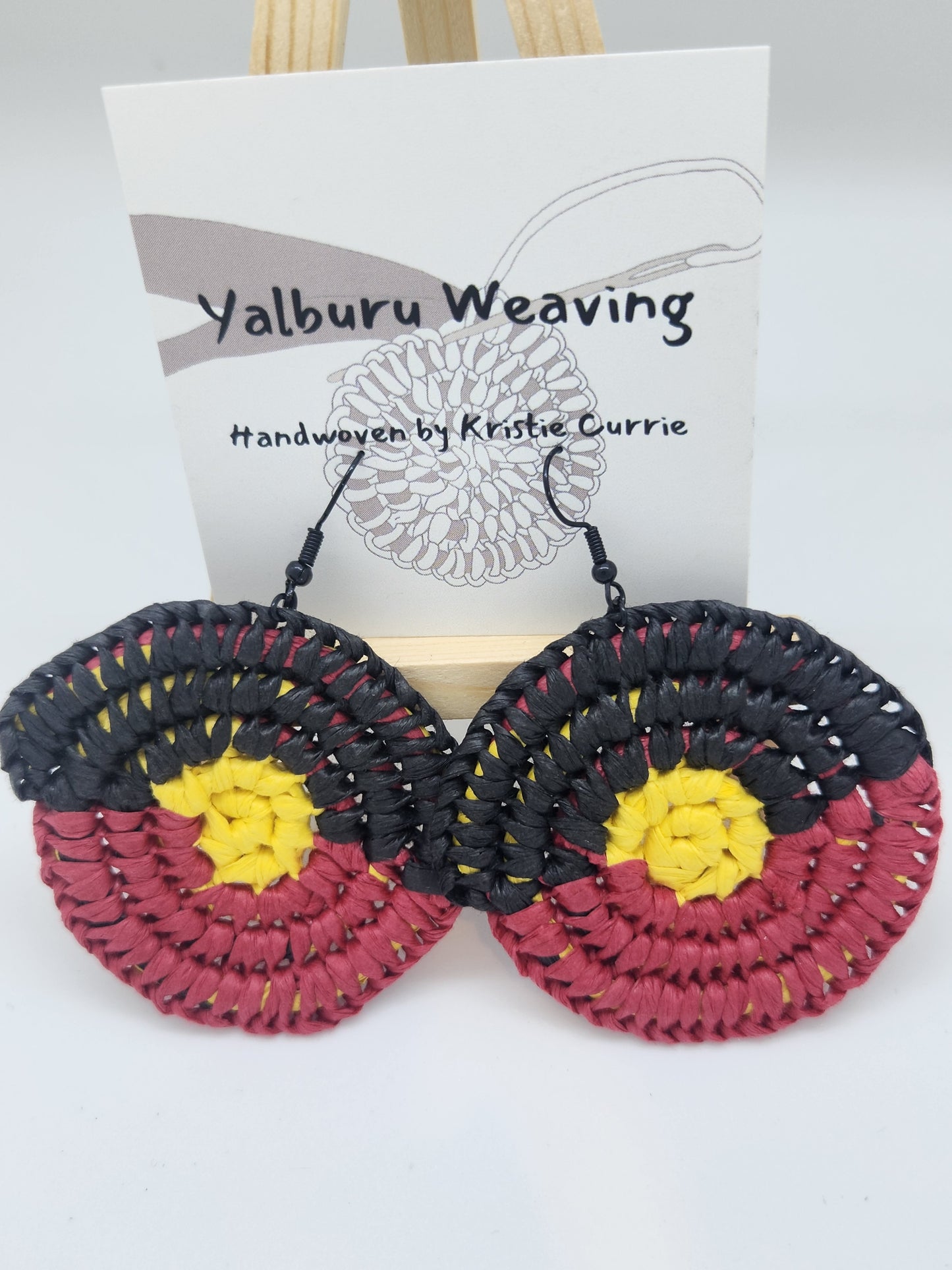 Aboriginal Flag Woven Earrings - Large