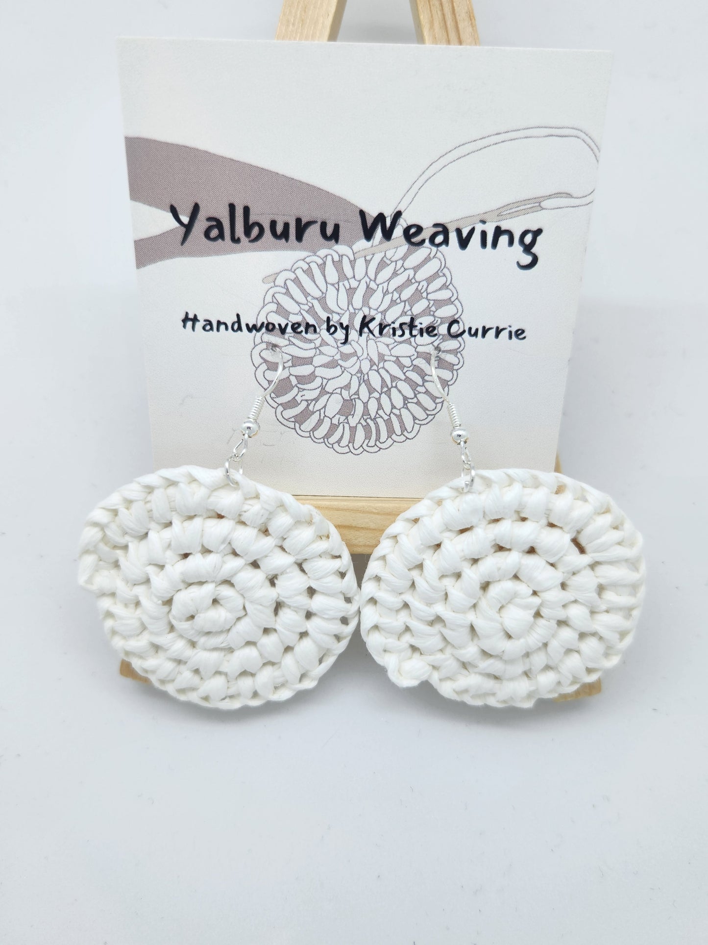 White Woven Earrings - Small