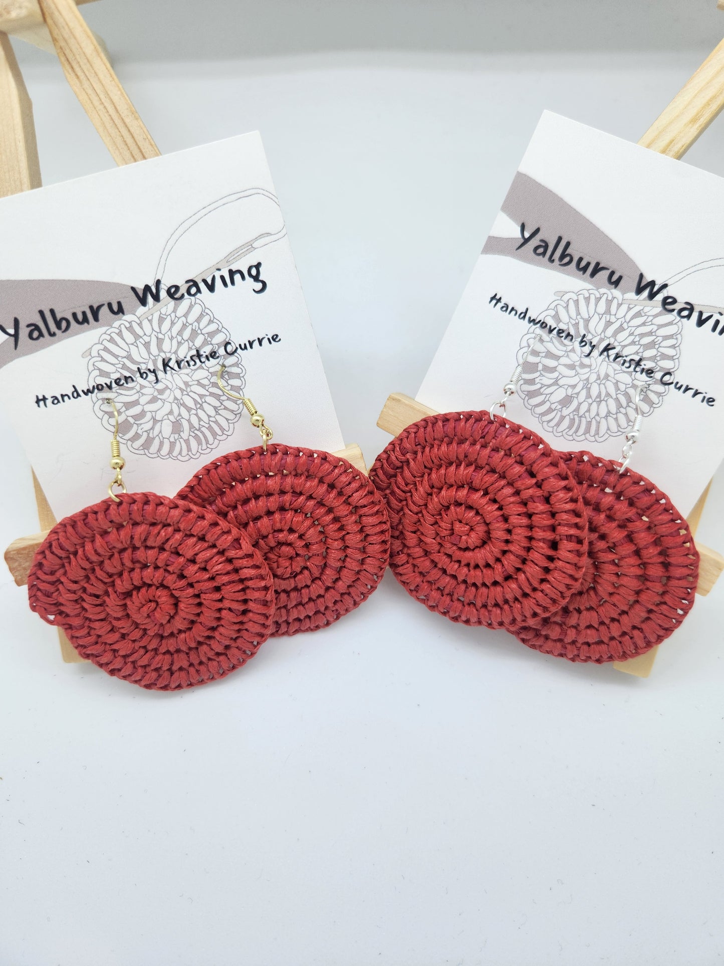 Red Woven Earrings