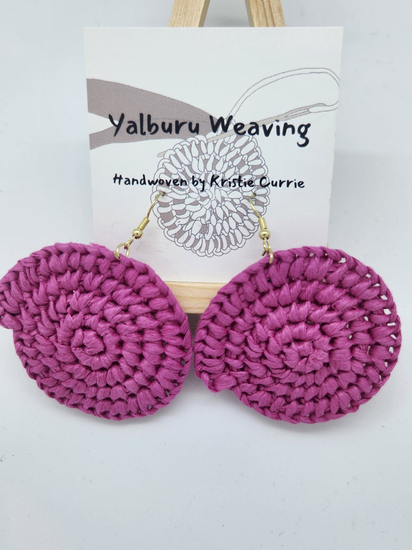 Pink Woven Earrings - Large