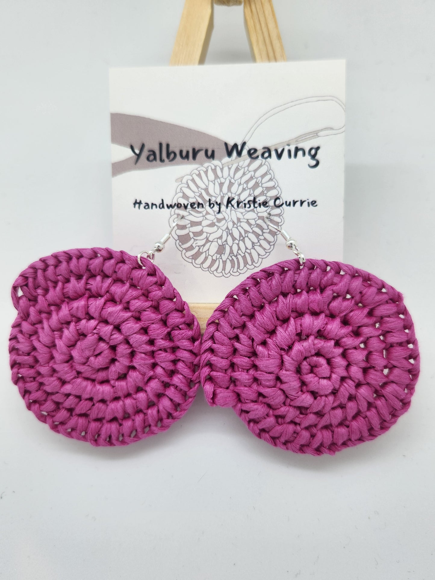 Pink Woven Earrings - Large